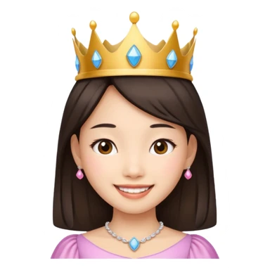 Asian girl wearing a princess crown on her head  sticker