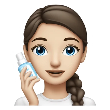 White Skin care on white freackles skin of a brunett blue eyed girl using skin care sticker