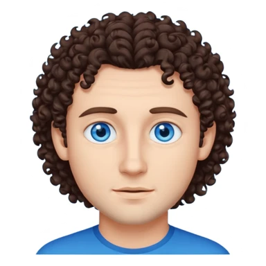 homme yeux bleu azur,cheveux brun foncé bouclé sticker