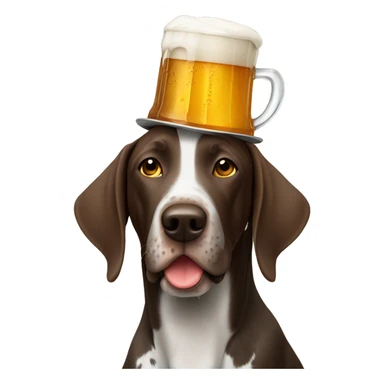 German shorthair with beer mug on head sticker