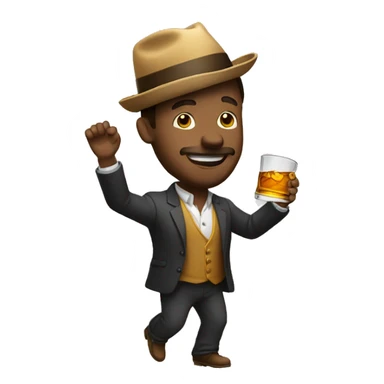 a man dancing keeping a whiskey glass on his head sticker