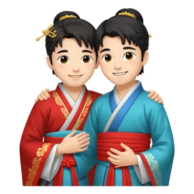 two guys hugging in hanfu sticker
