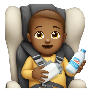 Baby in the car driving drinking milk while watching tv  sticker