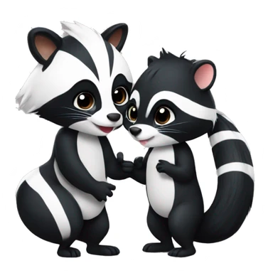 Cute Skunk and cute Raccoon kissing sticker