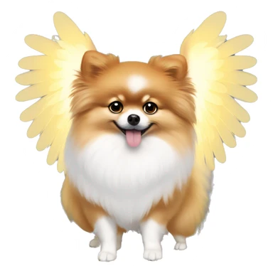 Pomeranian wearing Angel wings and halo sticker