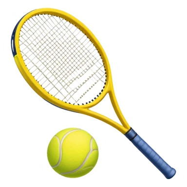 Generate a high-quality emoji of a yellow tennis racket and a tennis ball, realistic colors and shading, smooth gradient colors, no facial features, no brand markings, simple white background, high-resolution.
 sticker