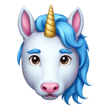 unicorn face with big thick mustache cute and blue haired sticker