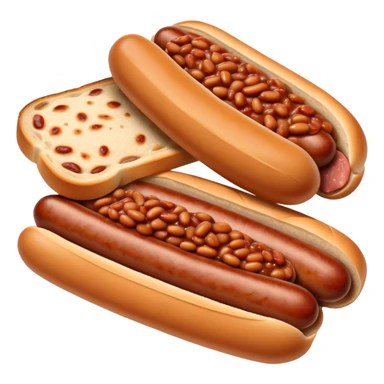 2 sausages with baked beans and a slice of bread sticker