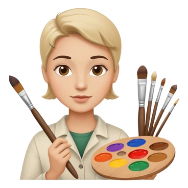 artist with palette and paintbrushes sticker