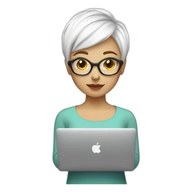 it-programmer-girl-white-short-hair-with-macbook-without-glasses sticker