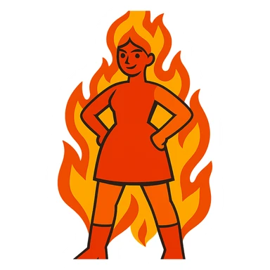fire woman standing sticker