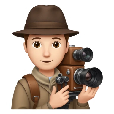 man single  large film Camera ,on his shoulder sticker