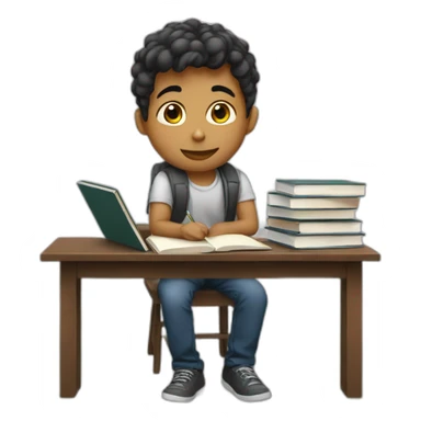 a boy studing sticker
