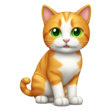orange cat green eyes cute full body cat sticker