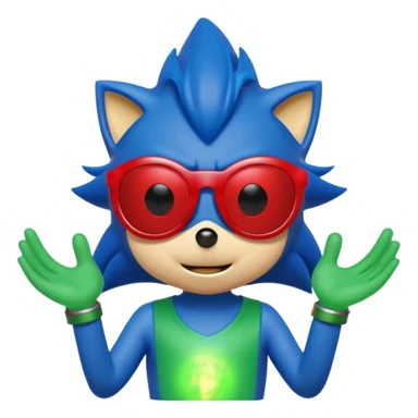 Red Sonic with Green Shades And Aura
 sticker