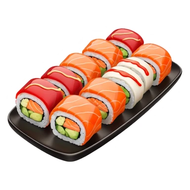 Sushi rolls with sauce restaurant style  sticker