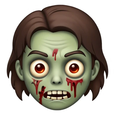 me faça um emoji de zumbi, com o cabelo médio castanho escuro sticker