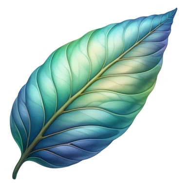 softly curled cocoon leaf, glowing aura, flowing textures, green-blue and earth tones sticker