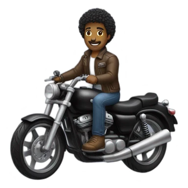 Homem  negro cabelo baixo pilotando uma moto sticker
