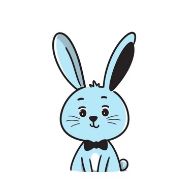cute blue rabbit, hand-drawn blue bunny sticker