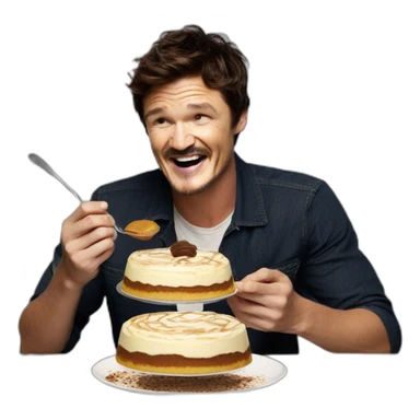 Pedro pascal eating tiramisu sticker