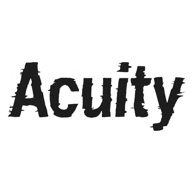 The word 'Acuity' in a distorted, broken, or glitched font, with no extra visuals or icons, just the corrupted malfunctioning text itself sticker