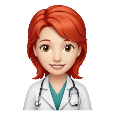 doctor with red hairclips on hair sticker