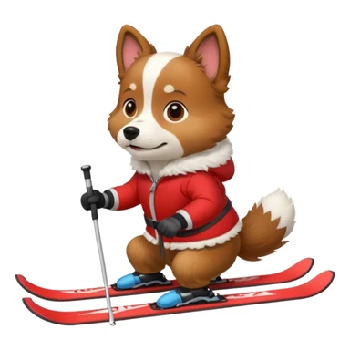 dog skiing sticker