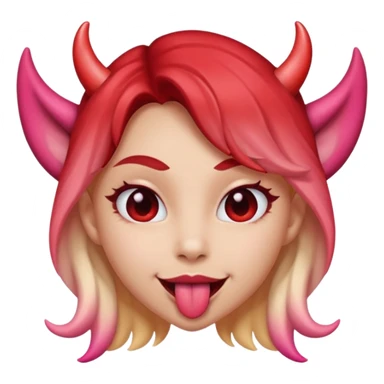Flirty heart eyes with tongue sticking out and ￼ ombre colored ￼ devil ears sticker