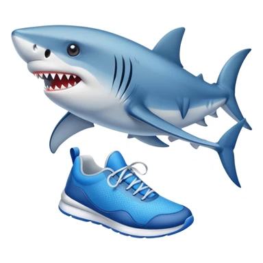 Tiburón con patas y zapatillas azules  sticker