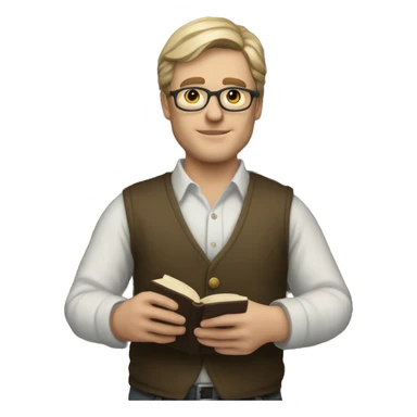 a white-skinned literary curator with a book in his hands sticker