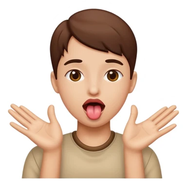 tongue out with hands to side sticker