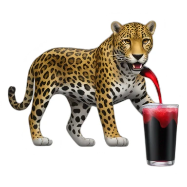 a jaguar drinking a black and red energy drink sticker