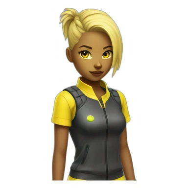 cyberpunk yellow tone girl in tennis uniform sticker