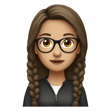 a girl with brown hair and black glasses sticker