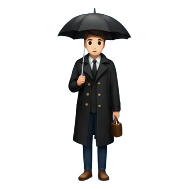 Man with umbrella , streetlight reflection, Midnight Wander. sticker