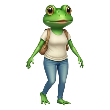 female anthropomorphic frog in jeans and t-shirt walking upright sticker