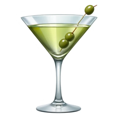 martini with 3 olives. liquid should be a bit more of a clear color. tiny hue of green sticker