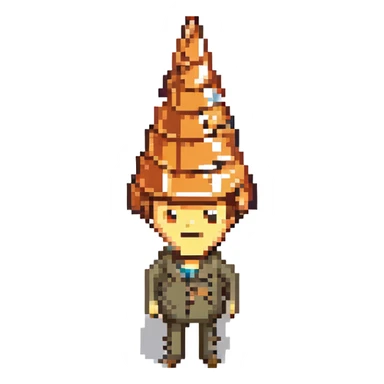 A Coneheads man, exaggerated cone head, smiling sticker