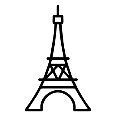 Eiffel Tower emoji, minimalist style, simple lines, white background sticker