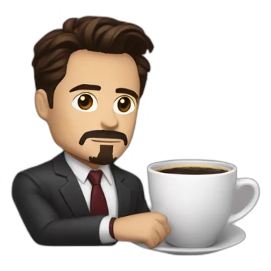 Tony stark buvant un café sticker