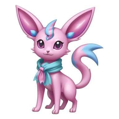 Shiny Cool Sparkly Cute Espeon-Sylveon-Fakemon-hybrid-fusion with a scarf full body sticker