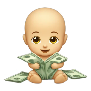 baby with money sticker