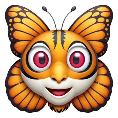 Cinematic Realistic Comical monarch Butterfly Portrait Emoji, Head tilted dramatically with an exaggeratedly amused expression, featuring striking, vividly detailed ruby wings with bold, playful patterns and wide, expressive eyes brimming with humorous disbelief, rendered with lifelike texture and vibrant natural hues, high shine, dramatic yet playful, styled with an air of cheeky garden mischief, soft glowing outline, capturing the essence of a spirited and over‐the‐top red butterfly that looks ready to flutter its way into viral fame! sticker