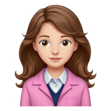 teenager, long brown hair wavy, hazel eyes, pink preppy, beautiful, hot sticker