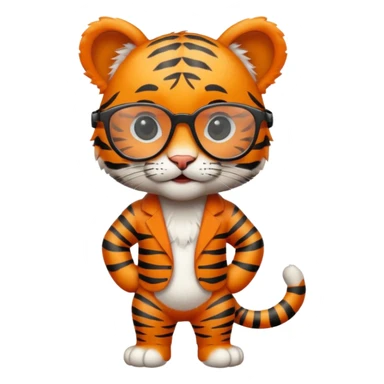 Orange Tiger cub with cool glasses., standing
 sticker