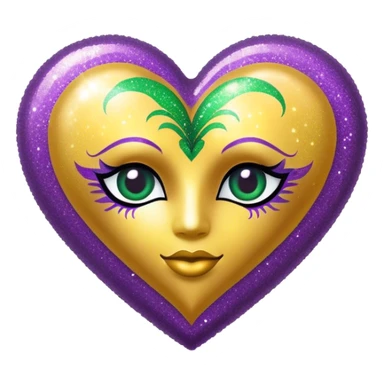 Mardi Gras glitter heart  sticker