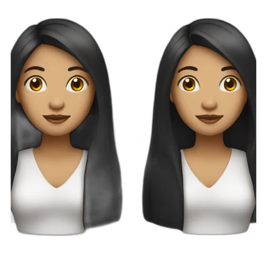 women with long straight black hair sticker