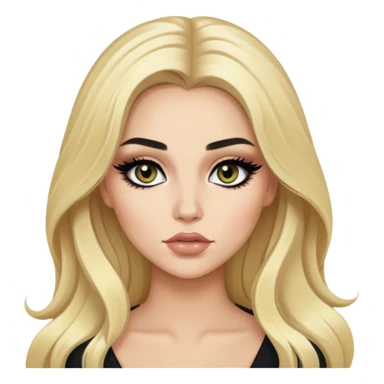 blonde baddie,pretty makeup, black eyeliner, long hair sticker