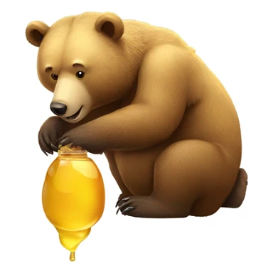 Bear with one honey bee sticker